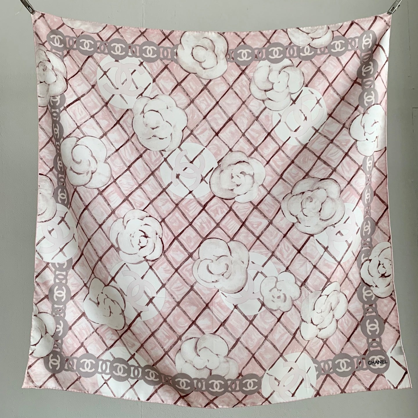 Camellia silk square scarf