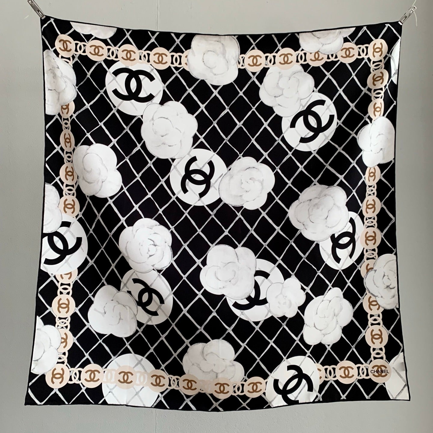 Camellia silk square scarf