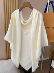 Printed White silk and wool scarf