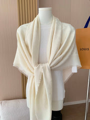 Printed White silk and wool scarf