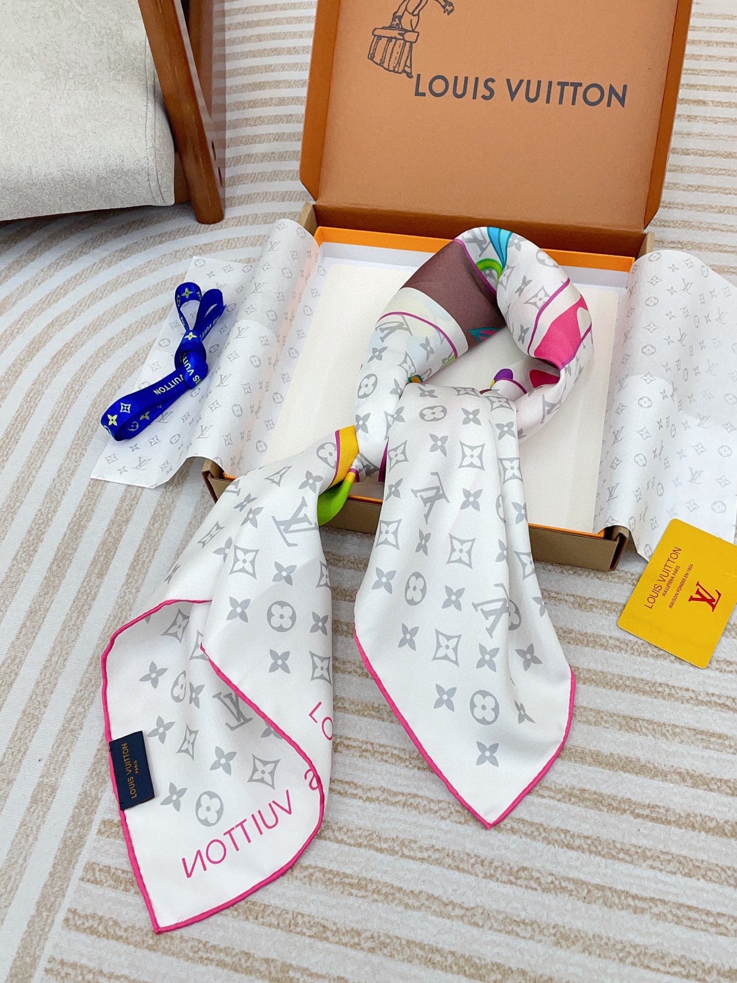 Sunflower print square silk scarf