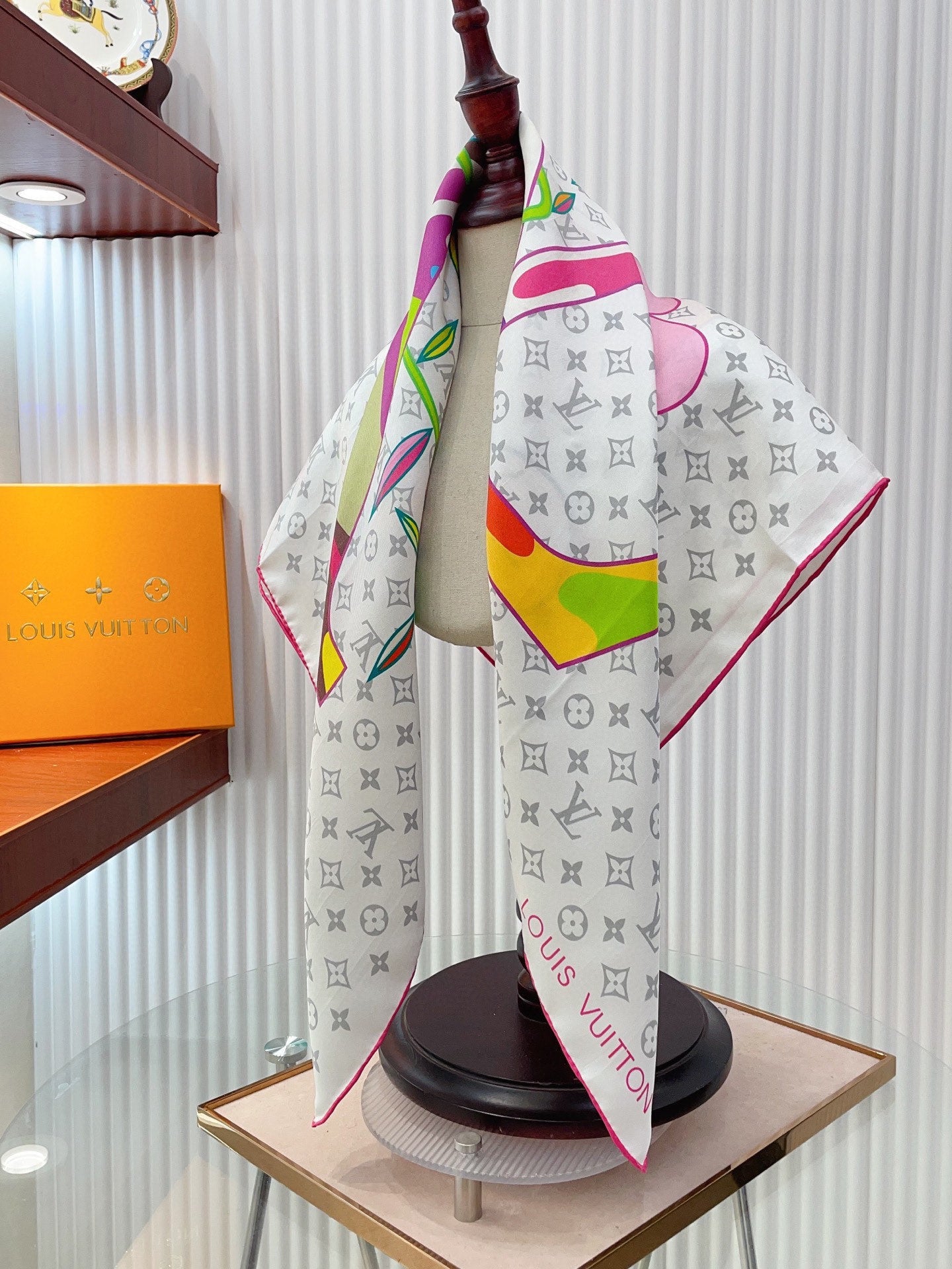 Sunflower print square silk scarf