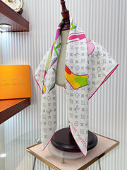 Sunflower print square silk scarf