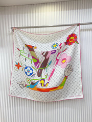 Sunflower print square silk scarf