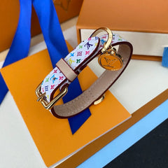 Colorful floral leather bracelet