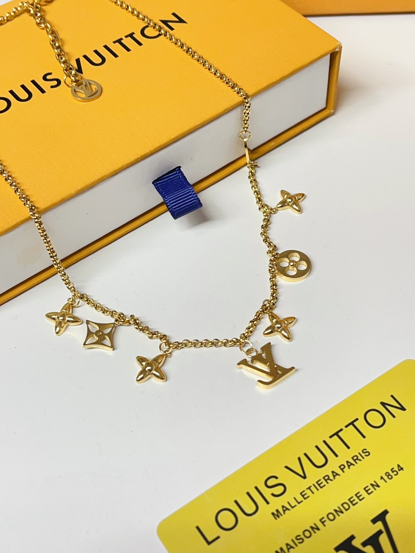 Classic floral charm bracelet necklace
