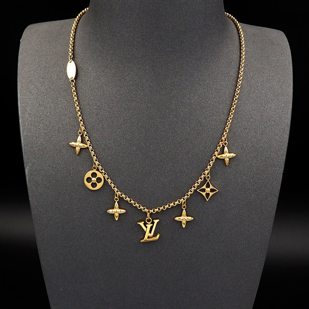 Classic floral charm bracelet necklace