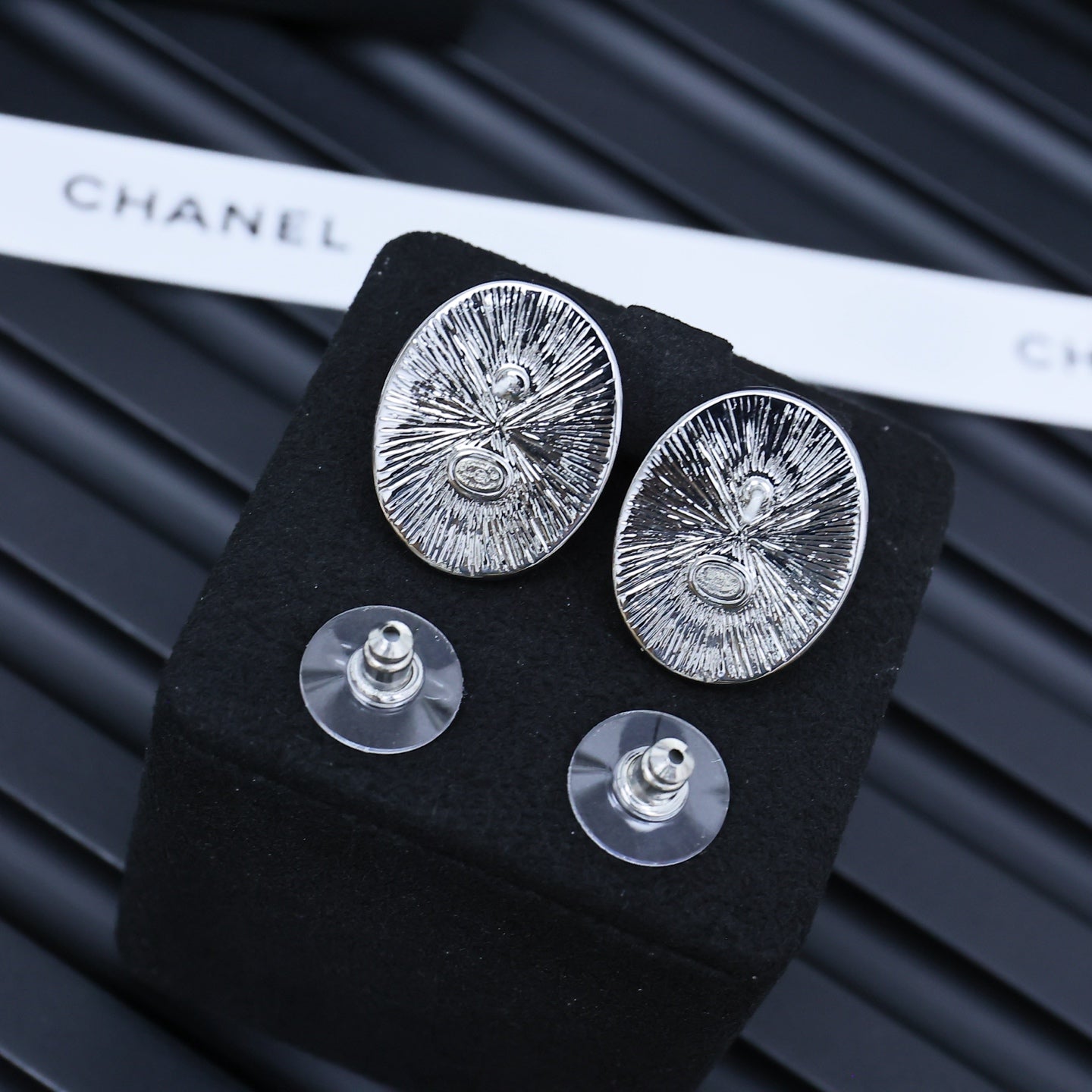 Silver Mirrored Oval Earrings