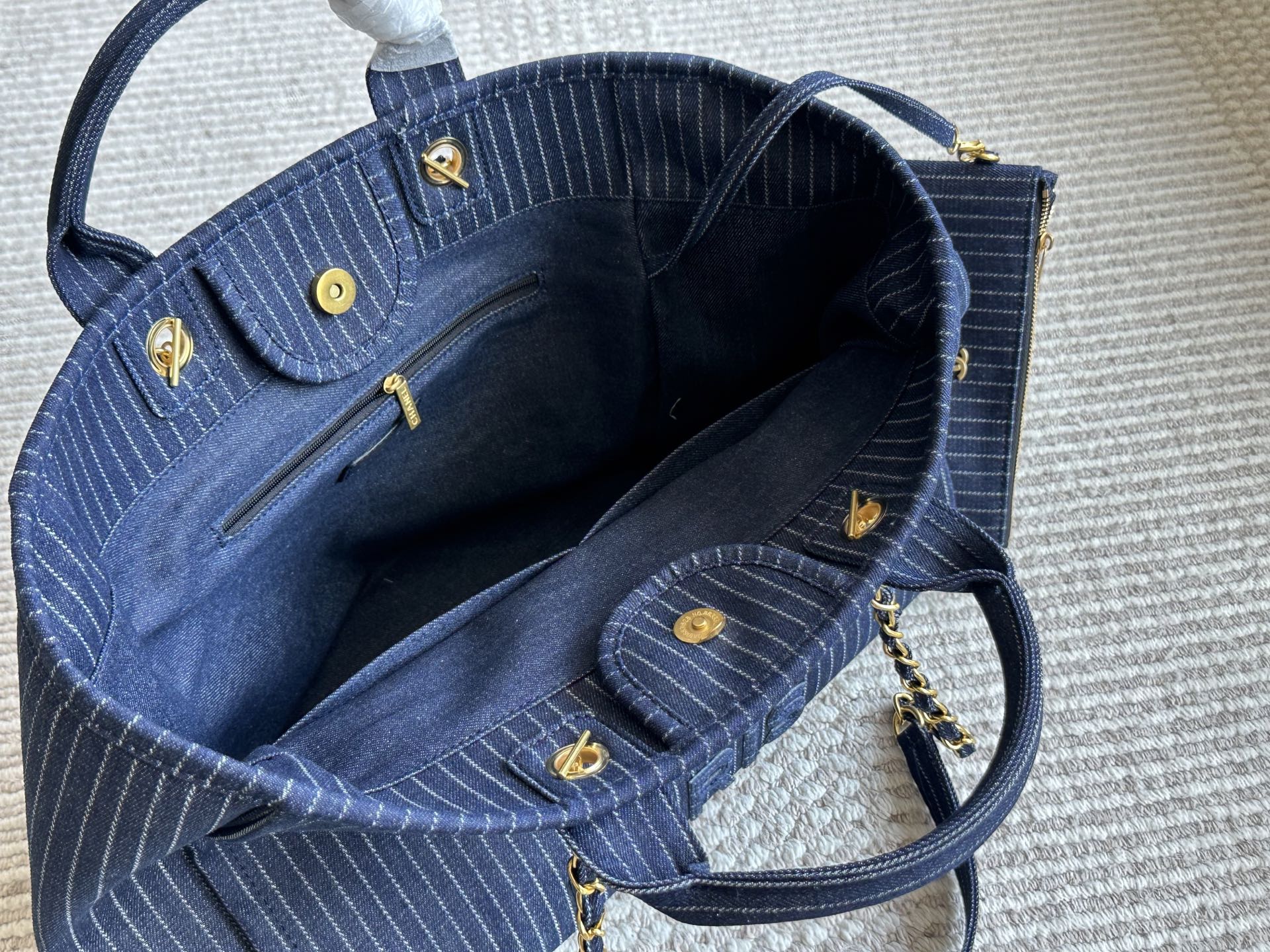 Denim beach tote bag