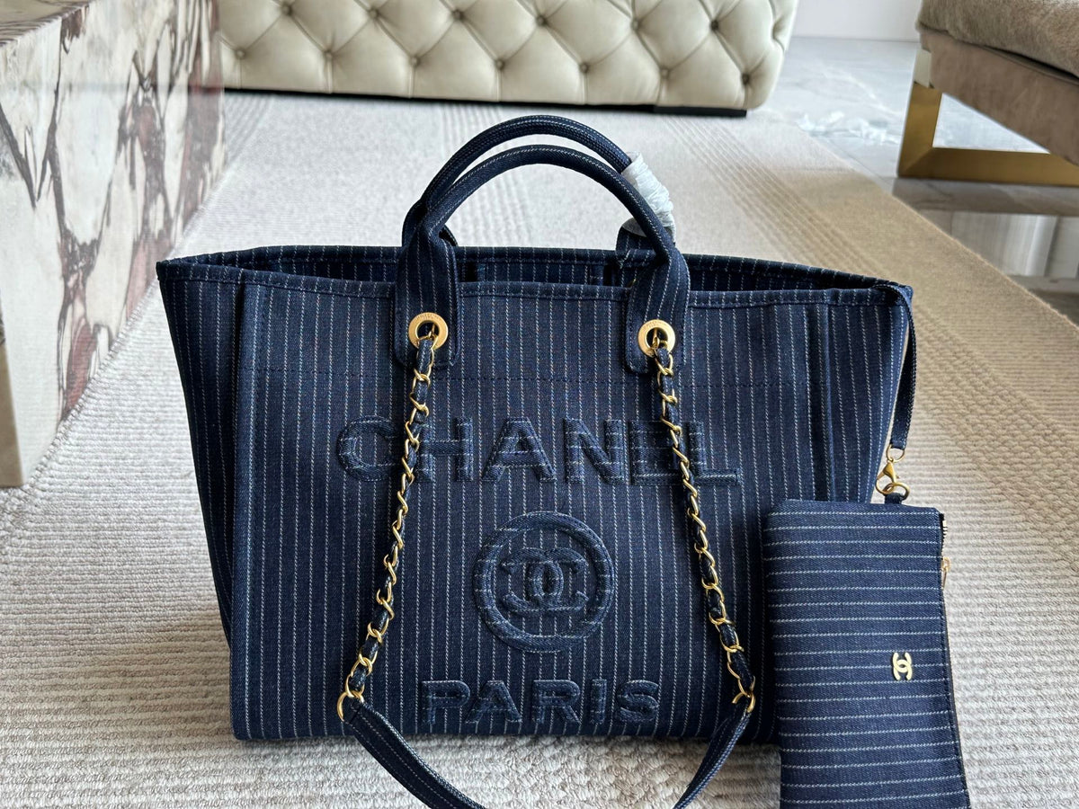 Denim beach tote bag