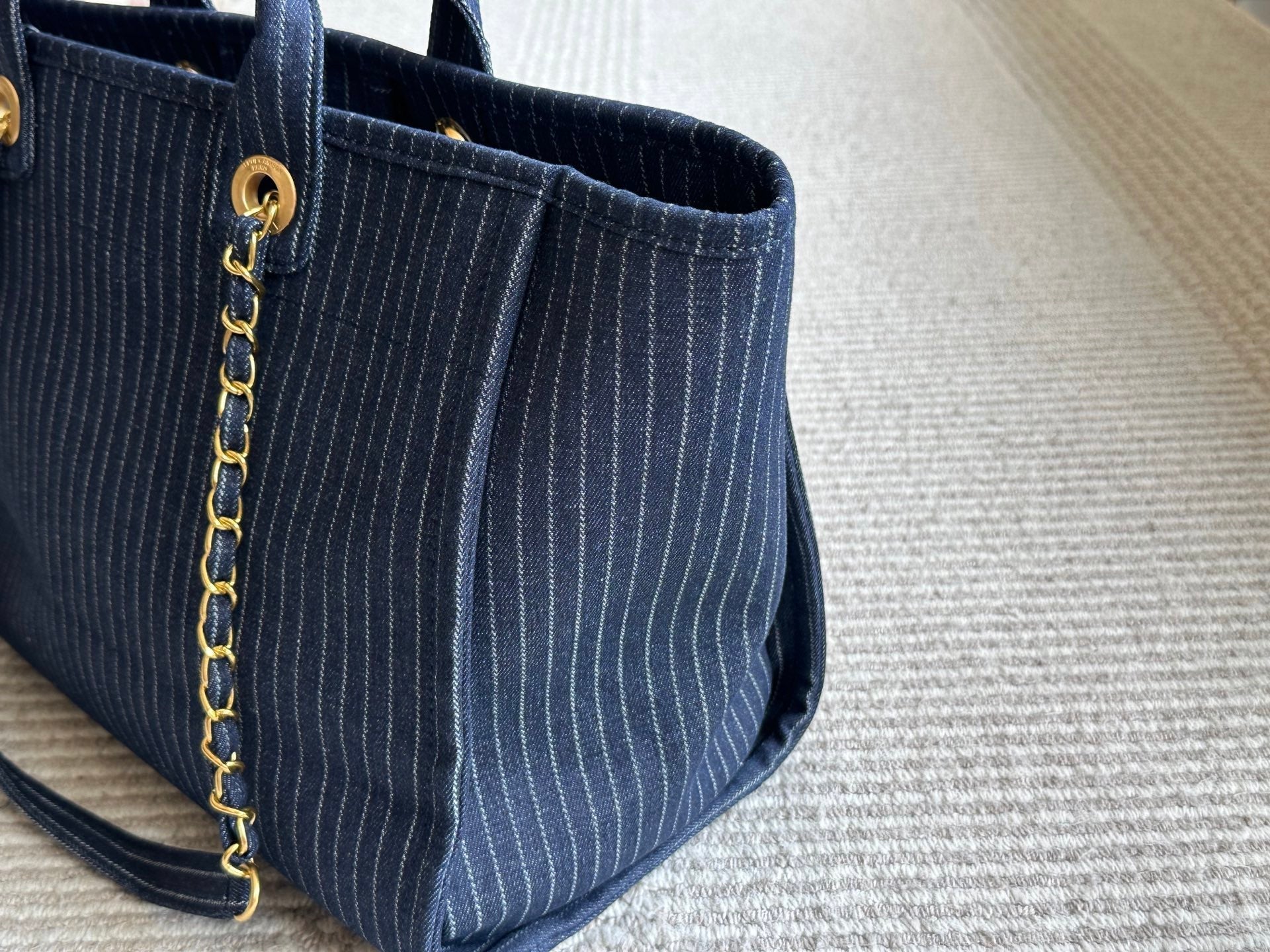 Denim beach tote bag