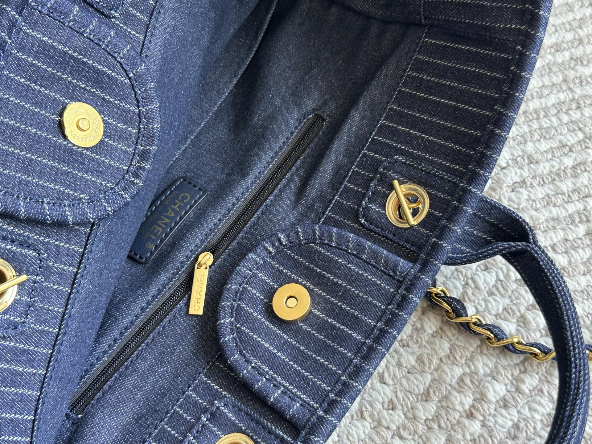 Denim beach tote bag