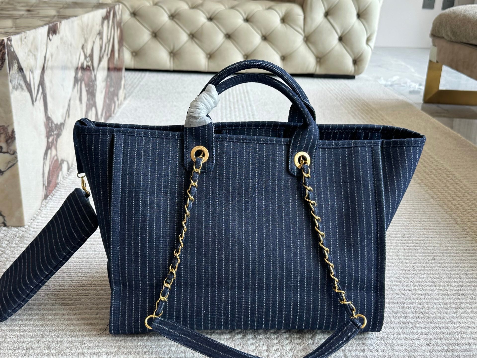 Denim beach tote bag