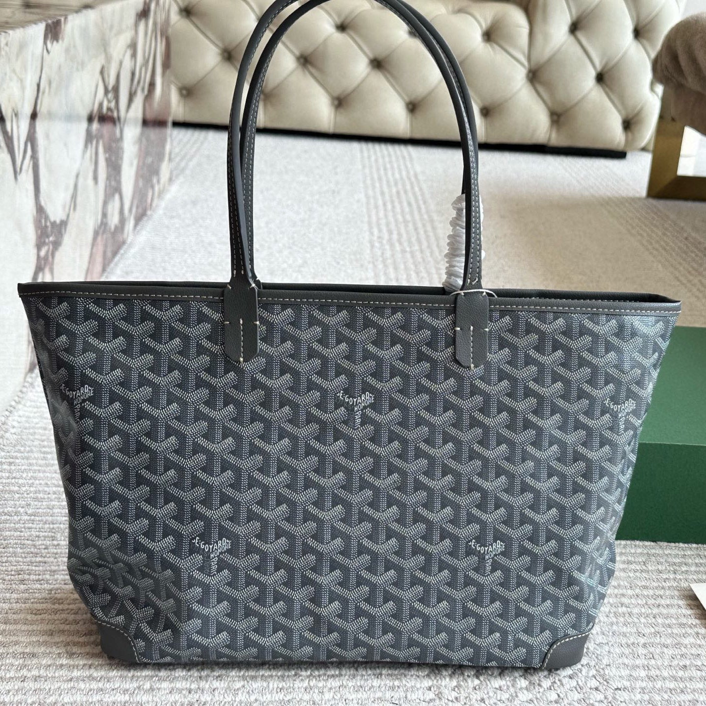 Leather zipper shopping bag