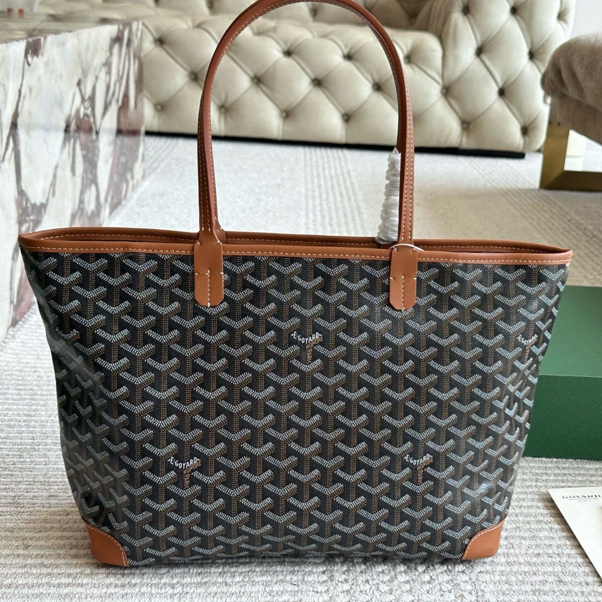 Leather zipper shopping bag