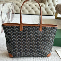 Leather zipper shopping bag