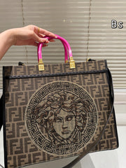 Vintage Embroidery Diamond Shopping Bag