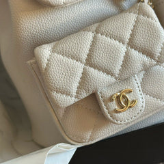 Double pocket leather backpack