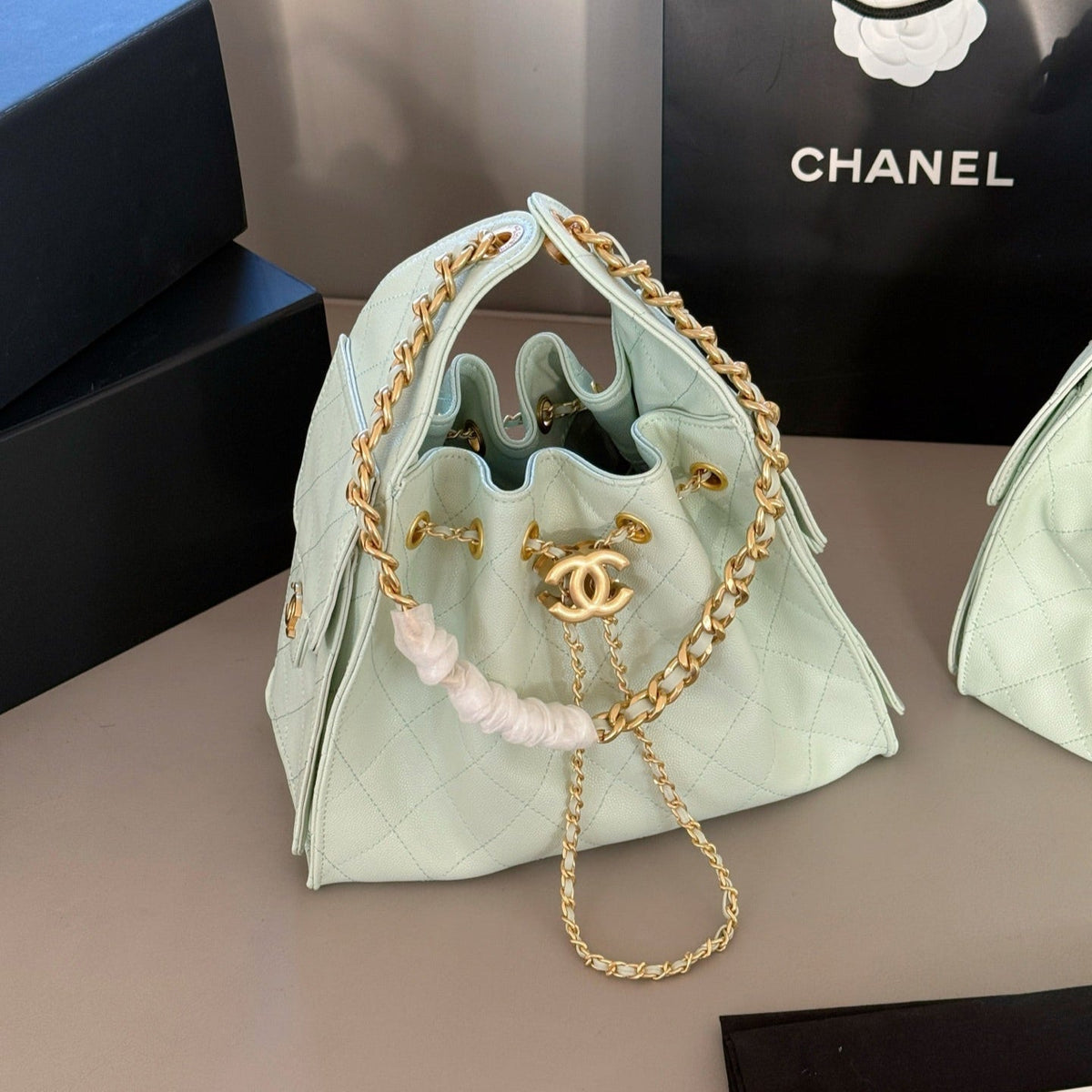 2 Sizes Hobo Drawstring Pocket Bucket Bag