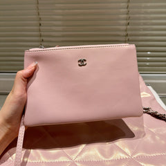 Small Waxed Leather Silver Shoulder Bag
