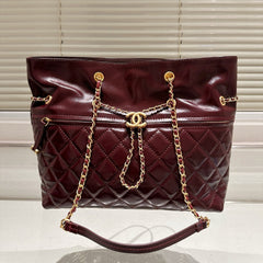 Diamond Pattern Drawstring Tote Shoulder Bag