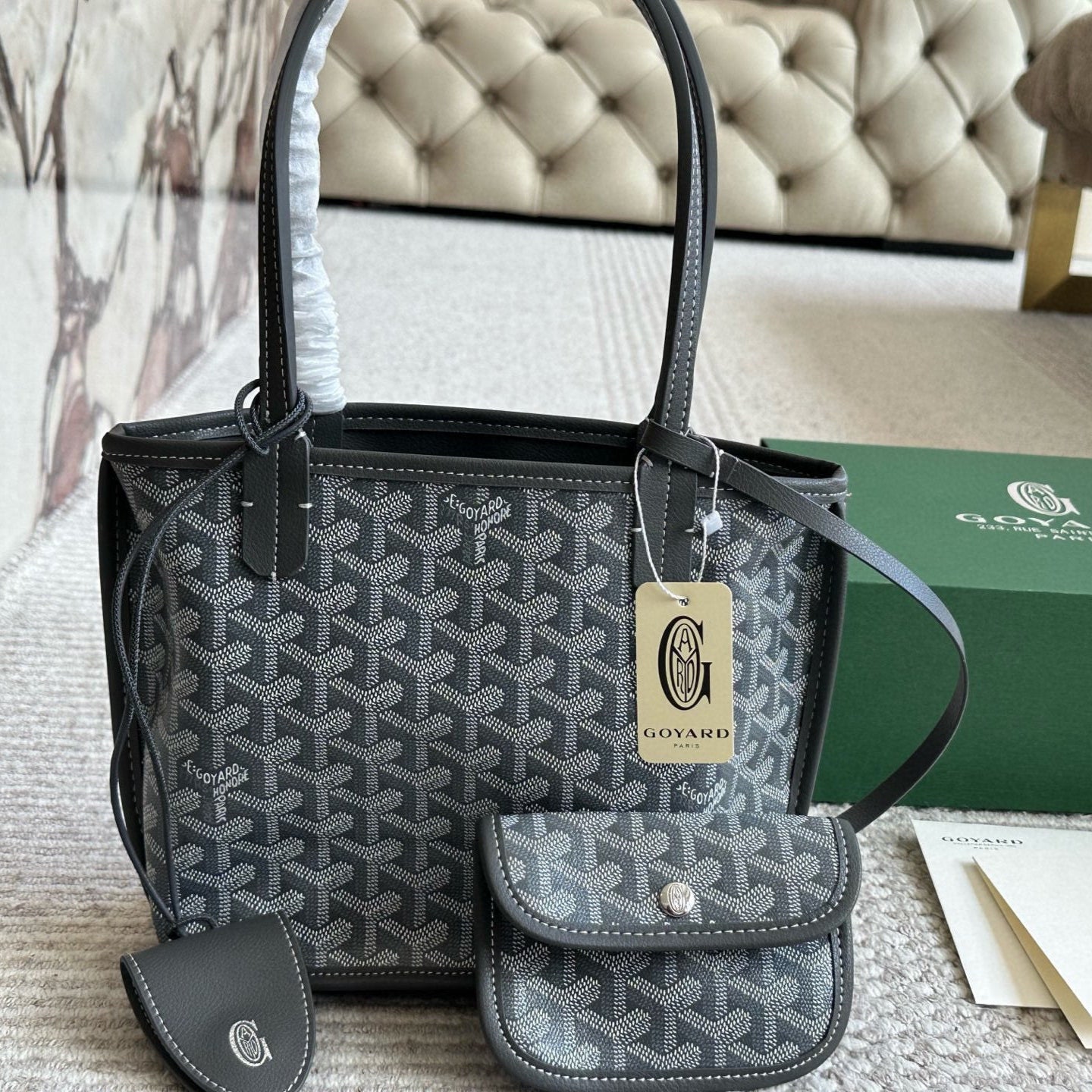 Leather mini shopping bag