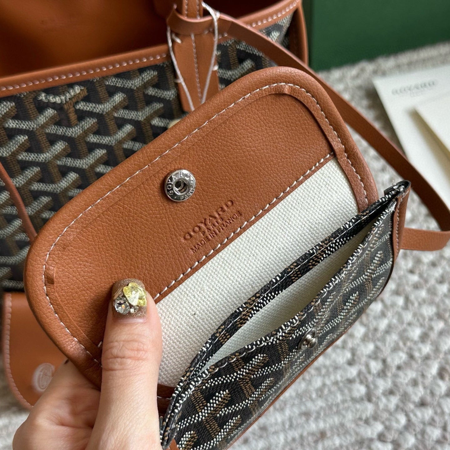 Leather mini shopping bag