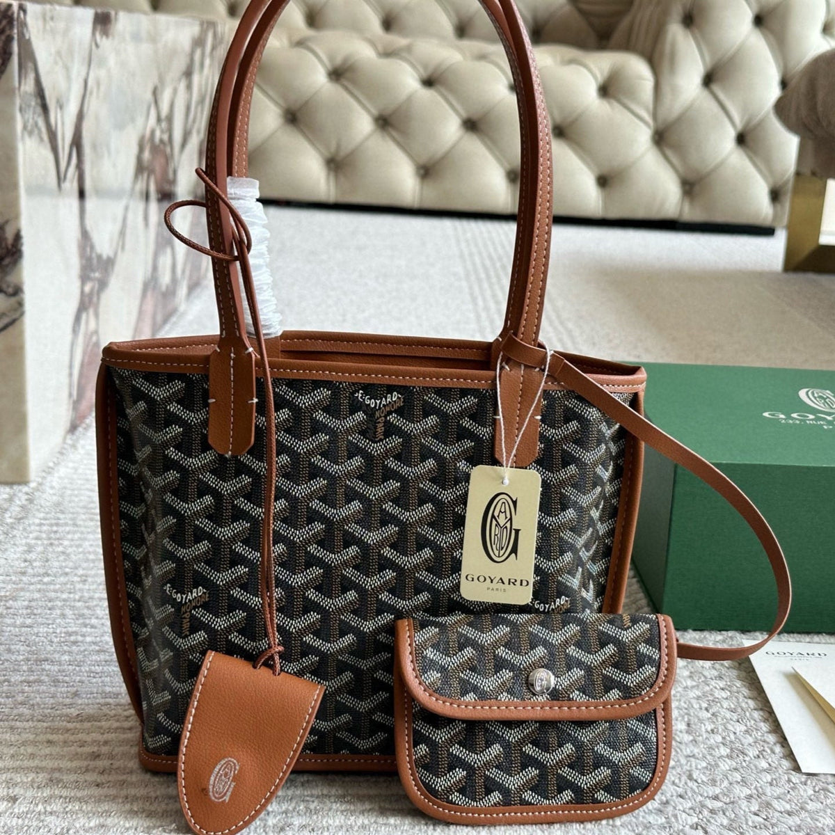 Leather mini shopping bag