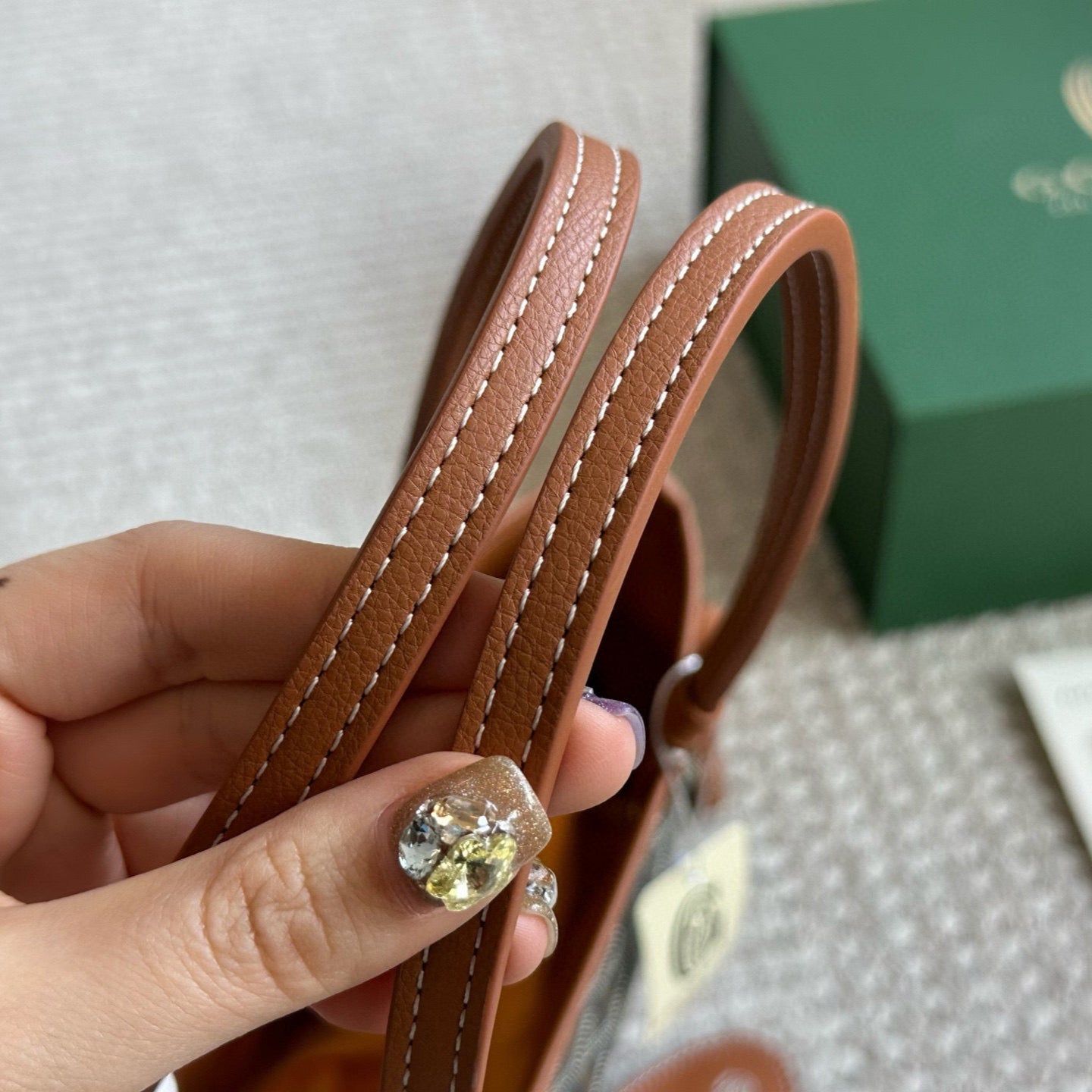 Leather mini shopping bag