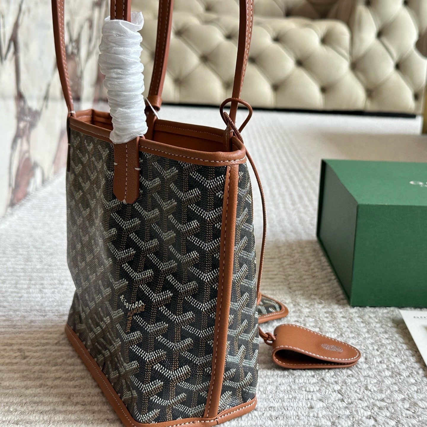 Leather mini shopping bag