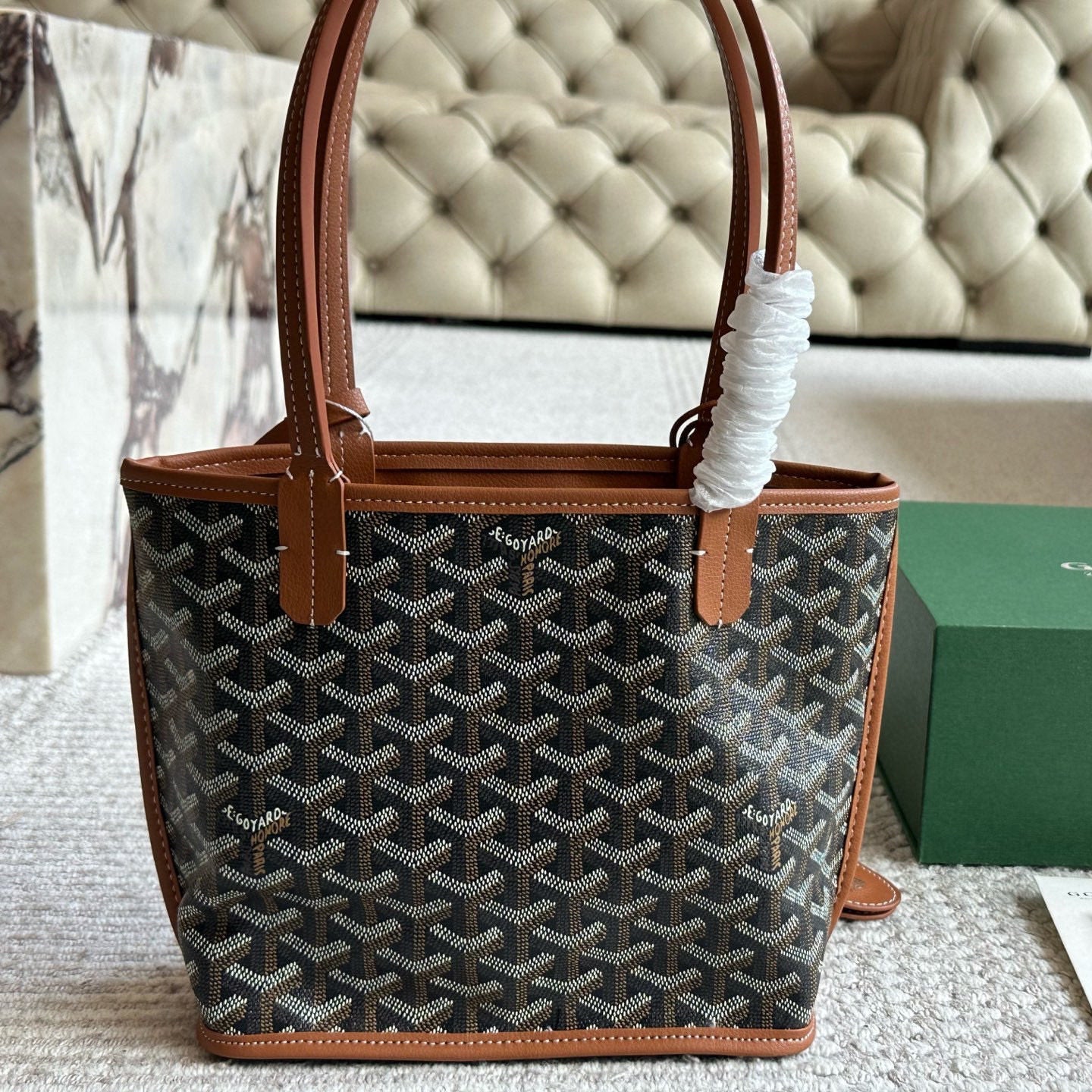 Leather mini shopping bag