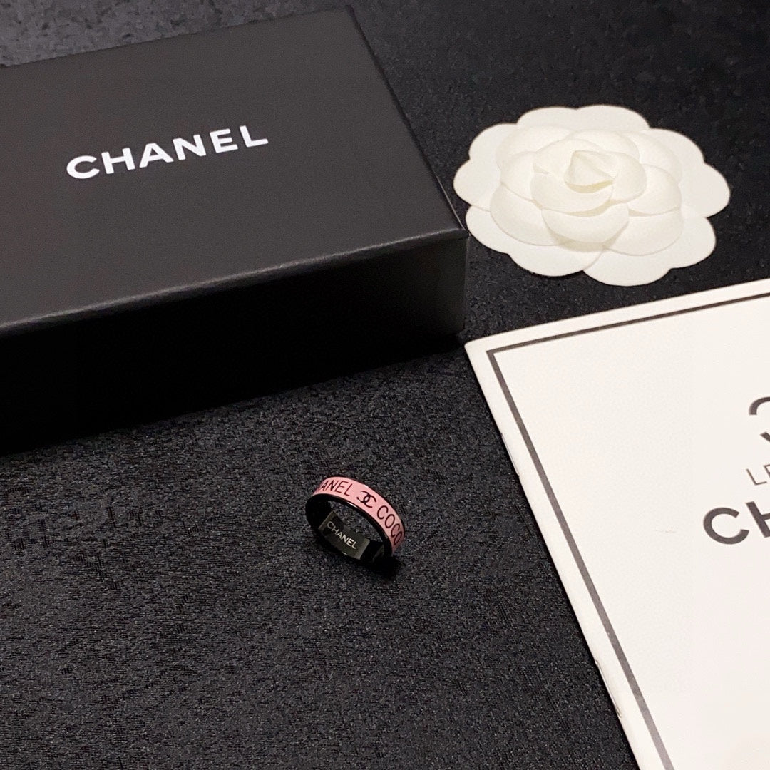 Personalized Pink Enamel Ring
