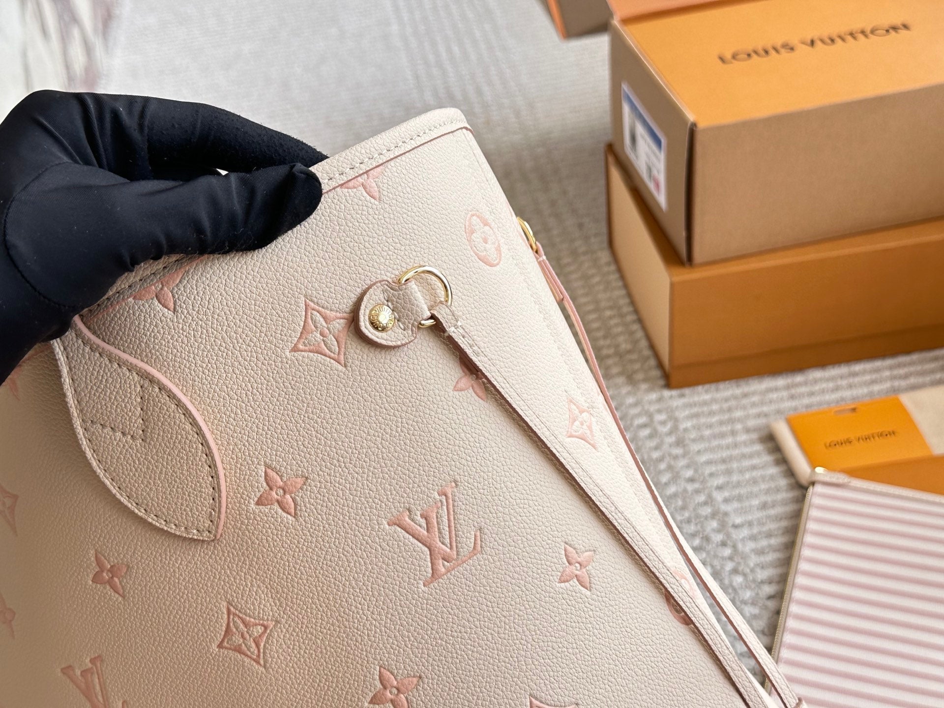 Embossed leather white tote bag