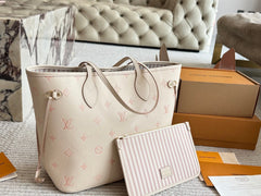 Embossed leather white tote bag