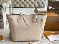 Embossed leather white tote bag