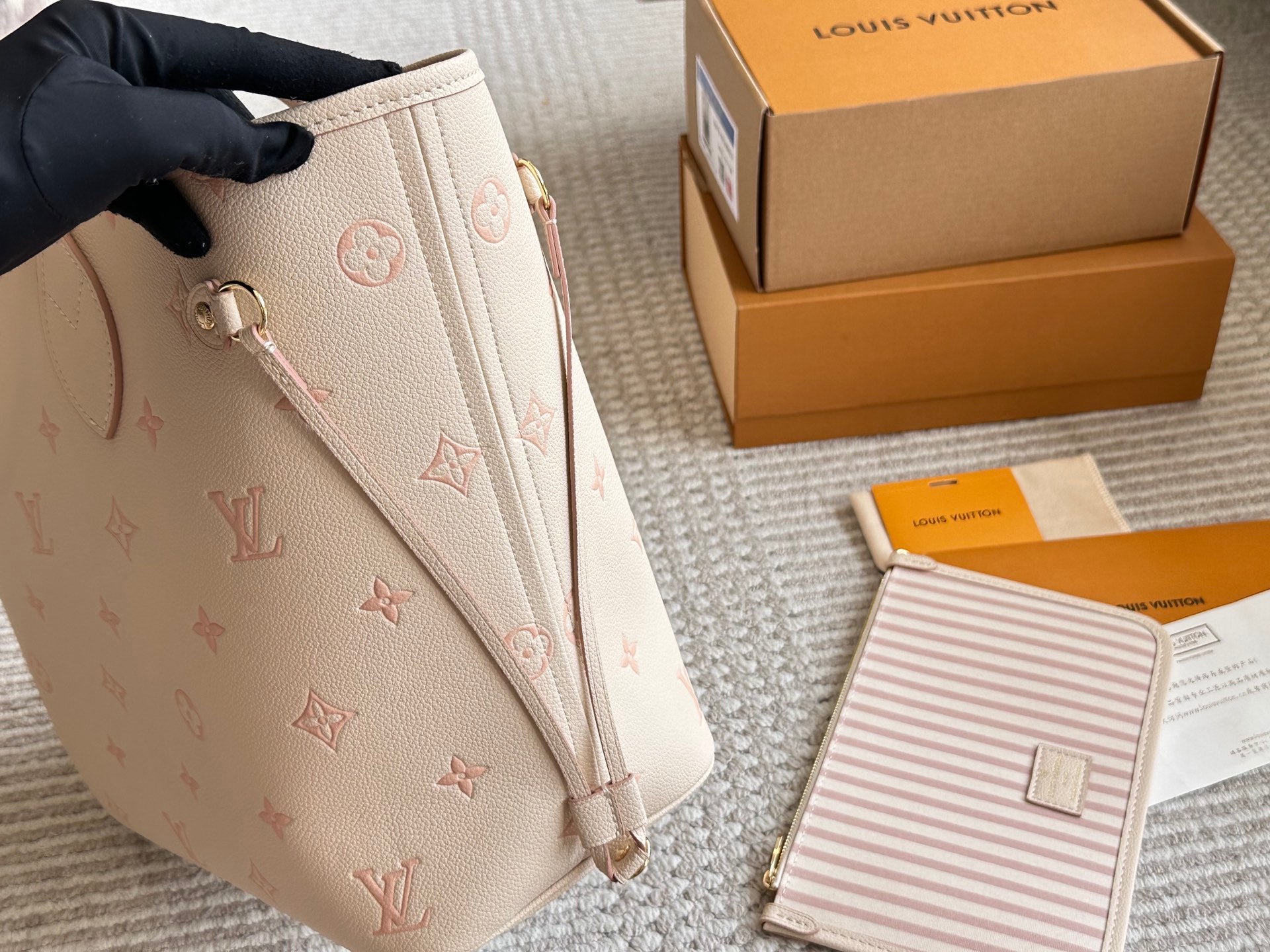 Embossed leather white tote bag