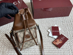 Fashionable mini drawstring bucket bag
