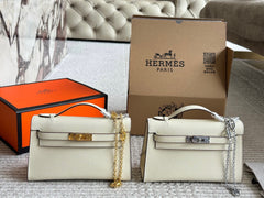 Elegant mini leather handbag chain bag