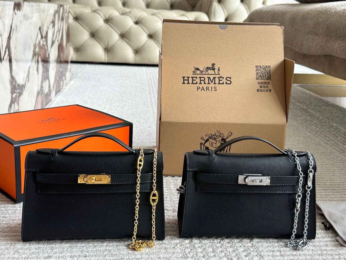 Elegant mini leather handbag chain bag