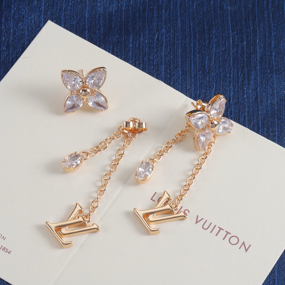 Gold rhinestone jewelry set