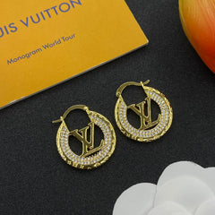 Diamond Alphabet Hoop Earrings