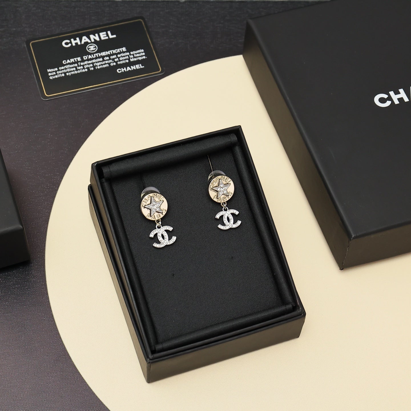 Diamond Gold Coin Button Earrings