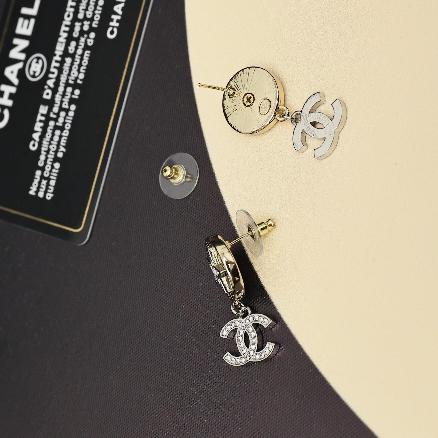 Diamond Gold Coin Button Earrings