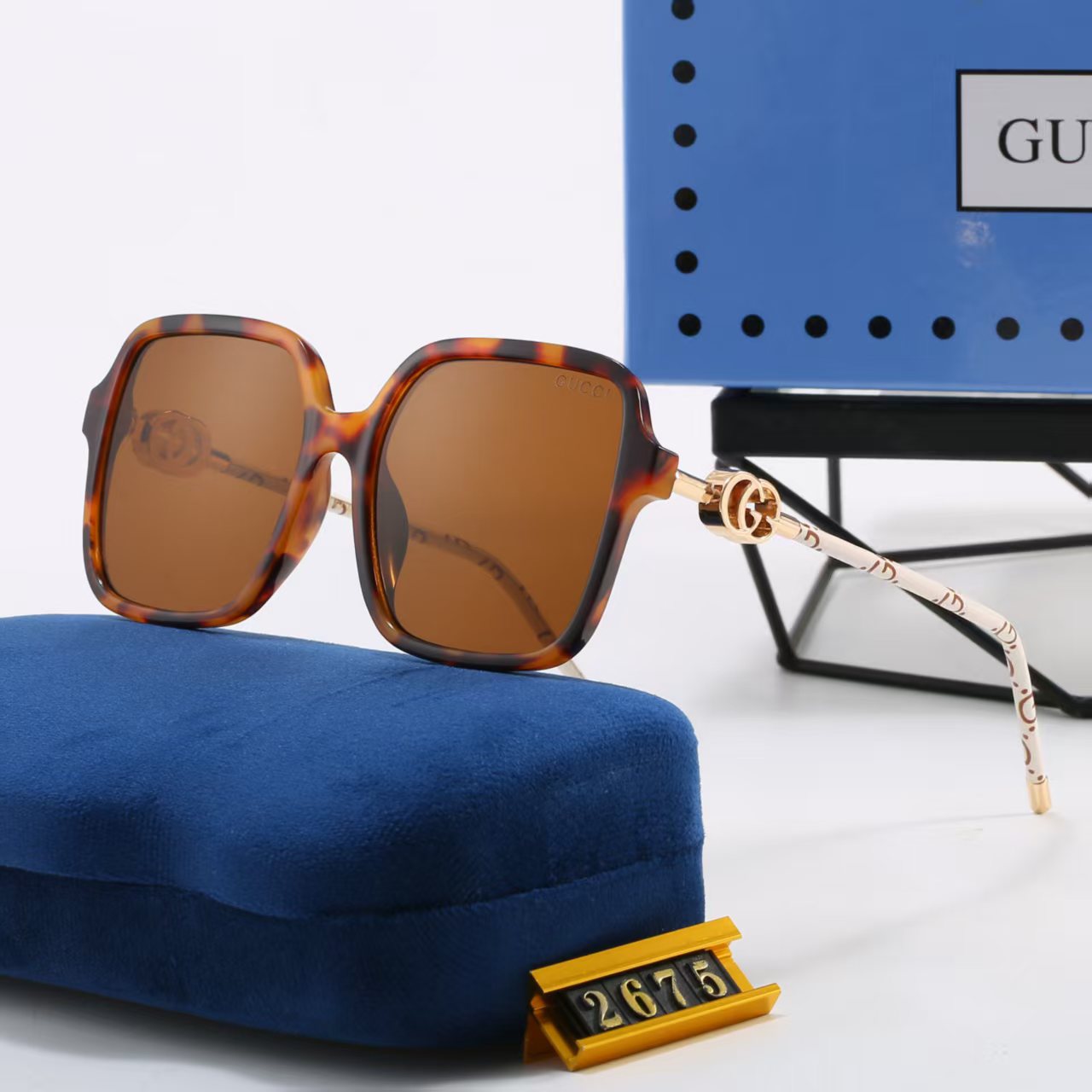 square-frame metal sunglasses