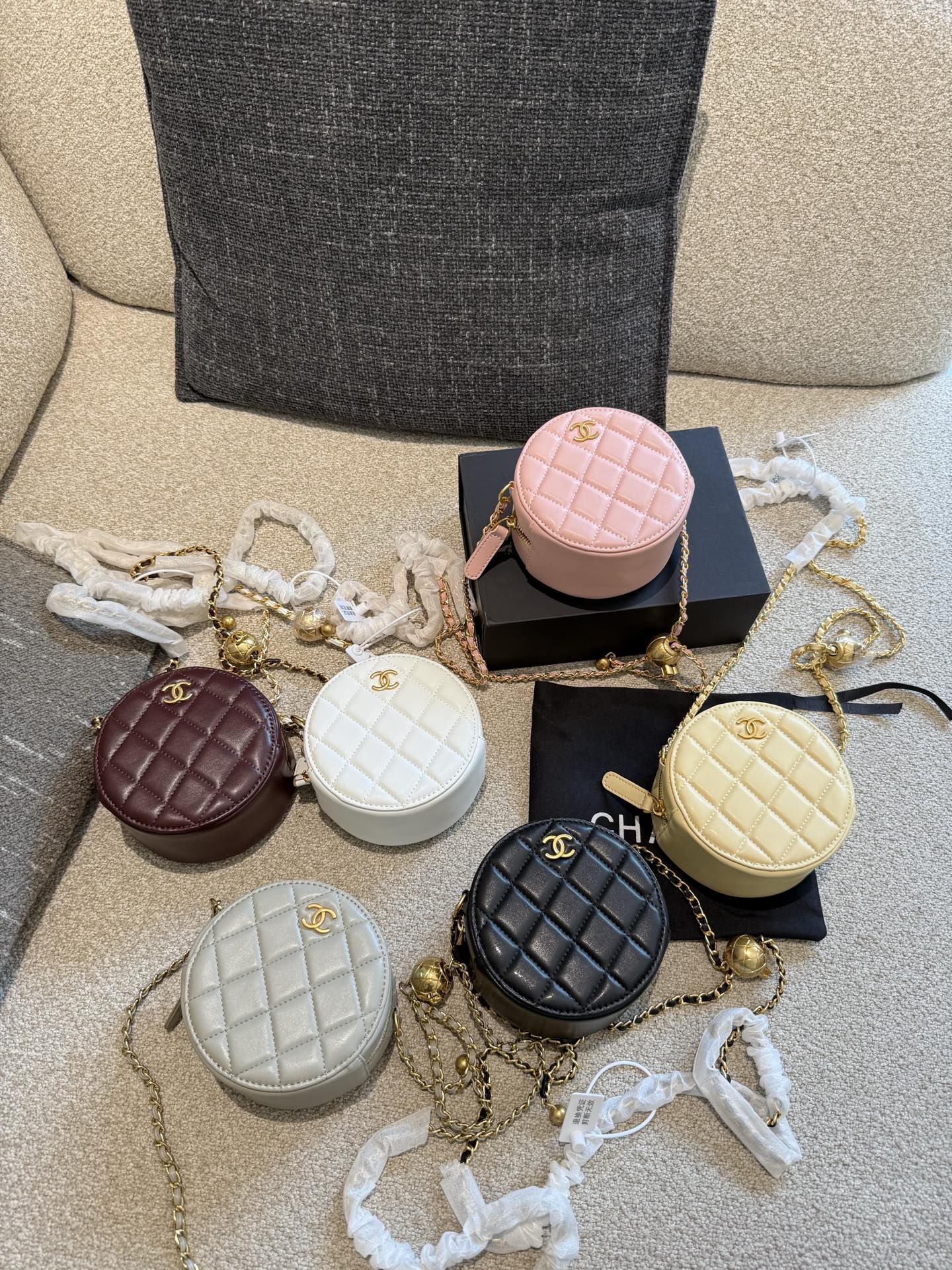 Versatile Gold Ball Chain Round Bag