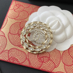 Diamond Hollow Round Brooch
