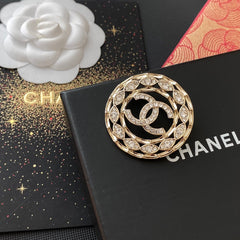 Diamond Hollow Round Brooch