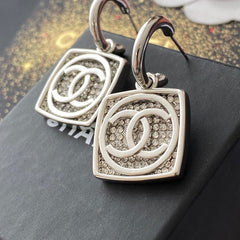 Fashionable diamond square drop earrings
