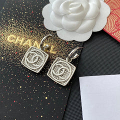 Fashionable diamond square drop earrings