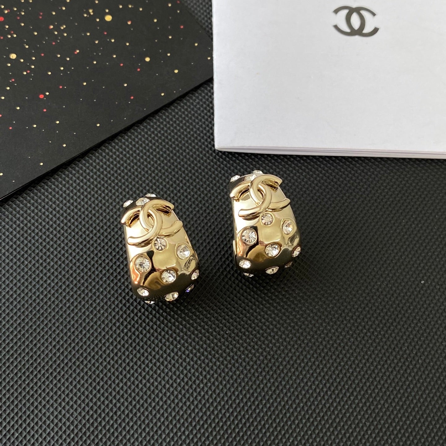 Vintage diamond half hoop earrings